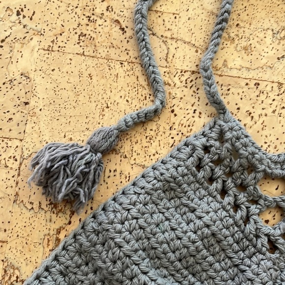 Etsy Gray Crochet Halter Crop Top - Picture 4 of 7